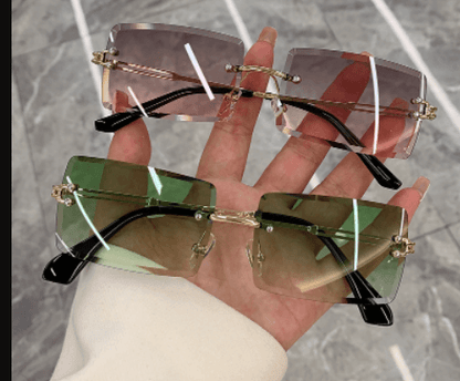 "Crystal Clear" Rectangle Rimless Sunglasses - Weekend Shade Sunglasses