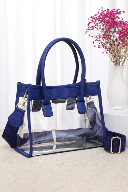 Color Trim Clear Handbag