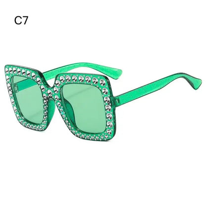 Rhinestone Oversize Square Women Sunglasses