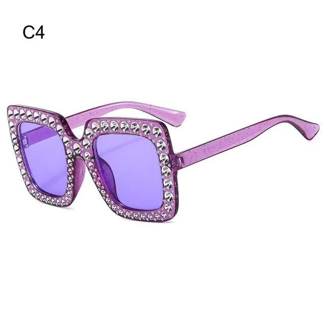 Rhinestone Oversize Square Women Sunglasses