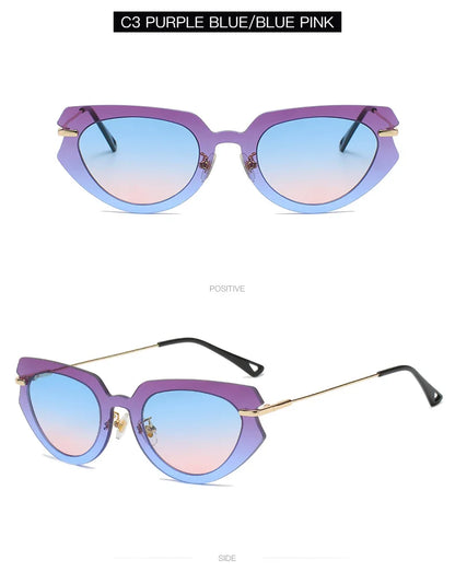 Fashion Cat Eye Rimless Women Sunglasses