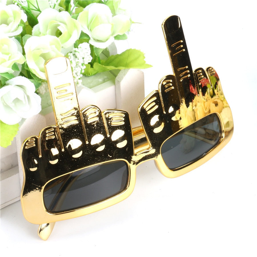 Creative Middle Finger Flip Off Hand Shape Finger Silly Funny Party Novelty Sunglasses, Glam