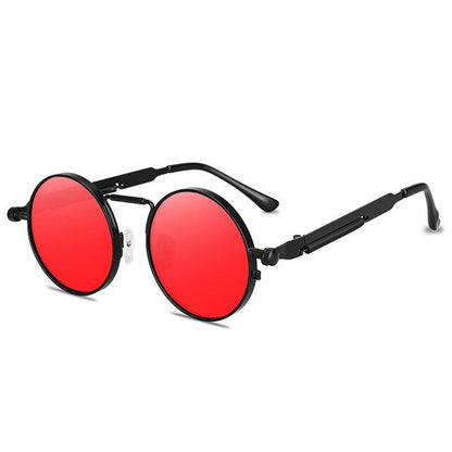 Men's Steam Punk Round Metal Frame Sunglasses