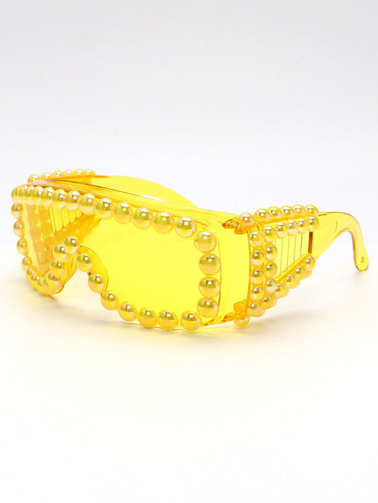 "Champ" Oversize Google Beaded Sunglasses