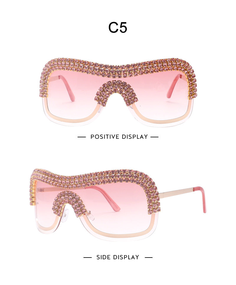 Rhinestone Goggle Fashion Sunglasses - Weekend Shade Sunglasses 