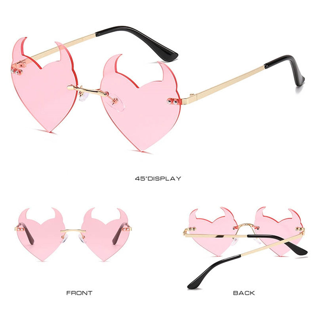 Devil Ear Heart Shape Rimless Sunglasses - Weekend Shade Sunglasses 