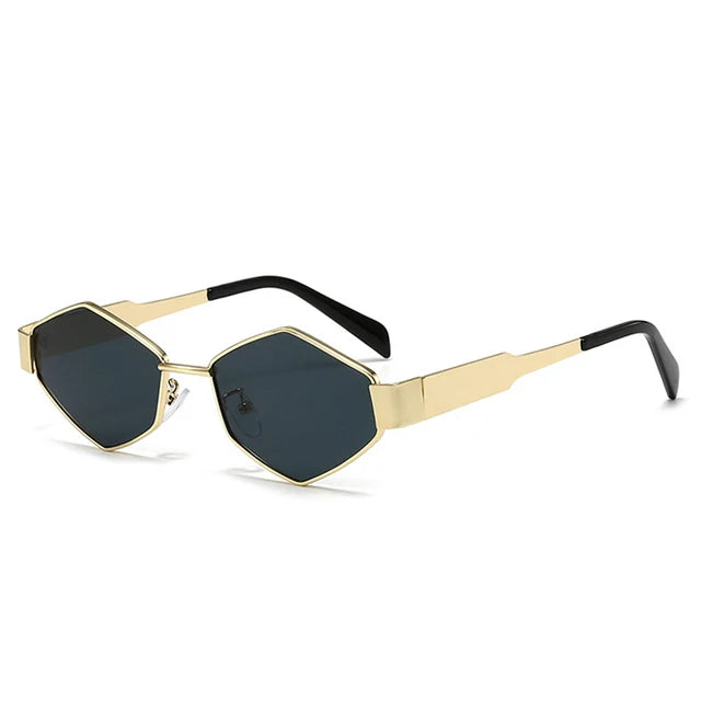 Retro Mens Vintage Metal Frame Polygon Sunglasses - Weekend Shade Sunglasses 