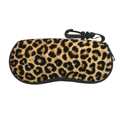 Leopard Print Hard Zip Up Sunglasses Case