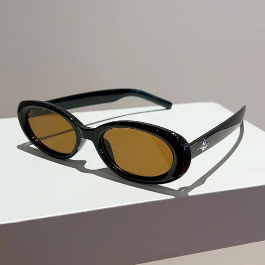 Women Oval Plastic Frame Sunglasses