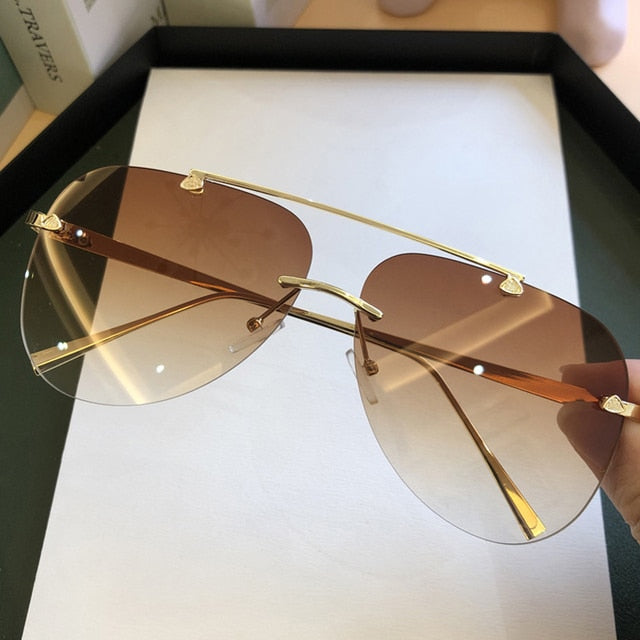 Vintage Style Rimless Aviator Sunglasses