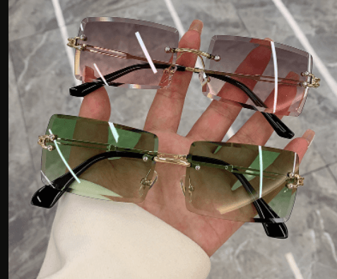 "Crystal Clear" Rectangle Rimless Sunglasses - Weekend Shade Sunglasses