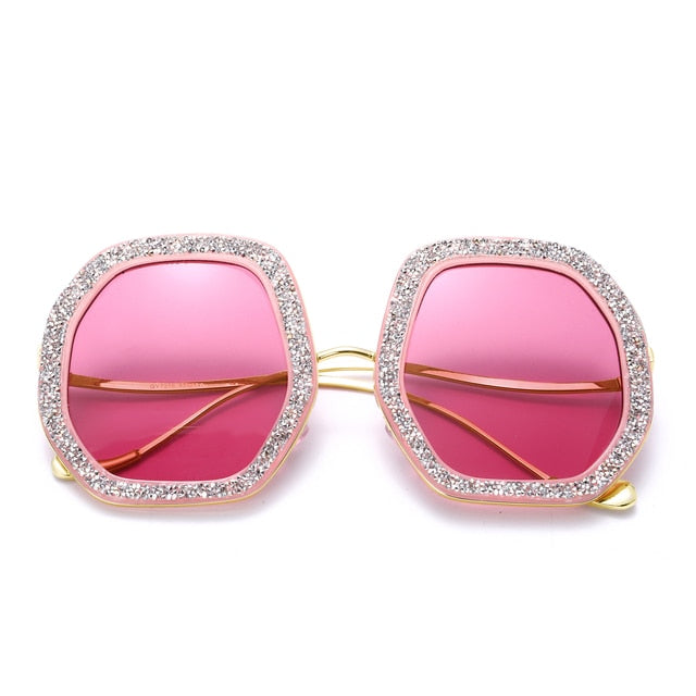 Oversize Odd Shape Glitter Round Sunglasses