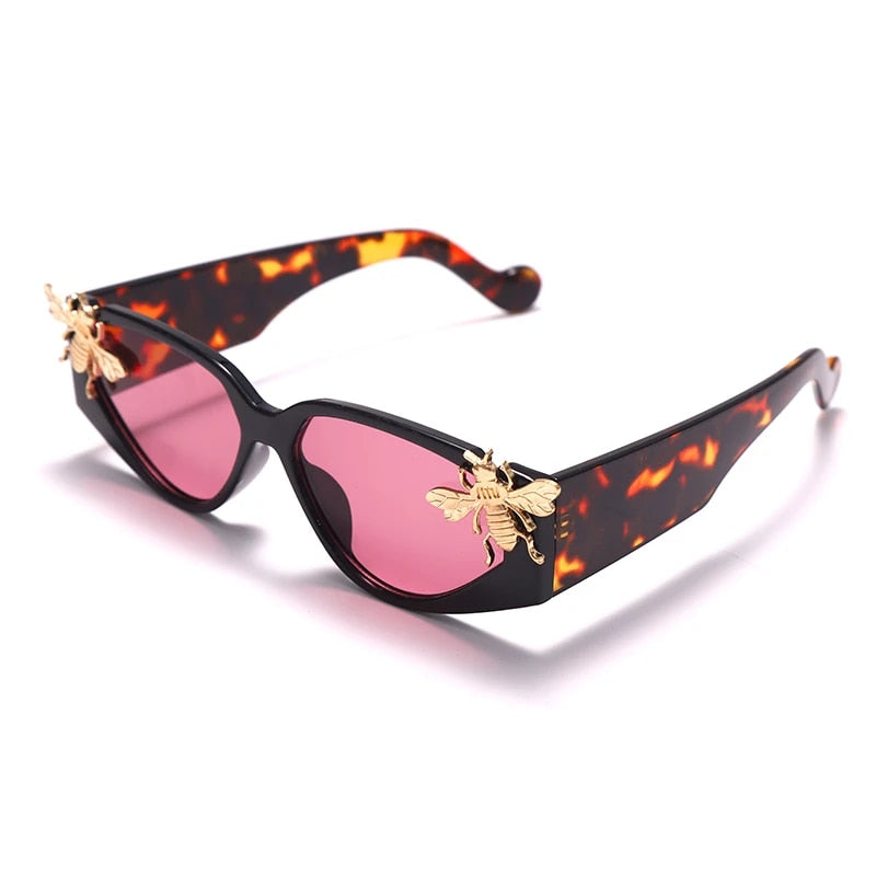 Cat Eye Luxury Bee Plastic Frame Sunglasses
