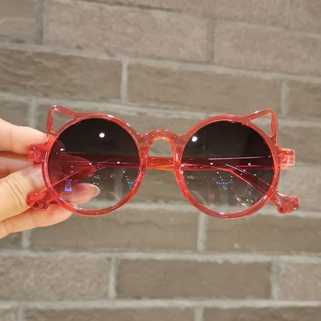 "Meow" Kids Cat Shape Plastic Frame Sunglasses
