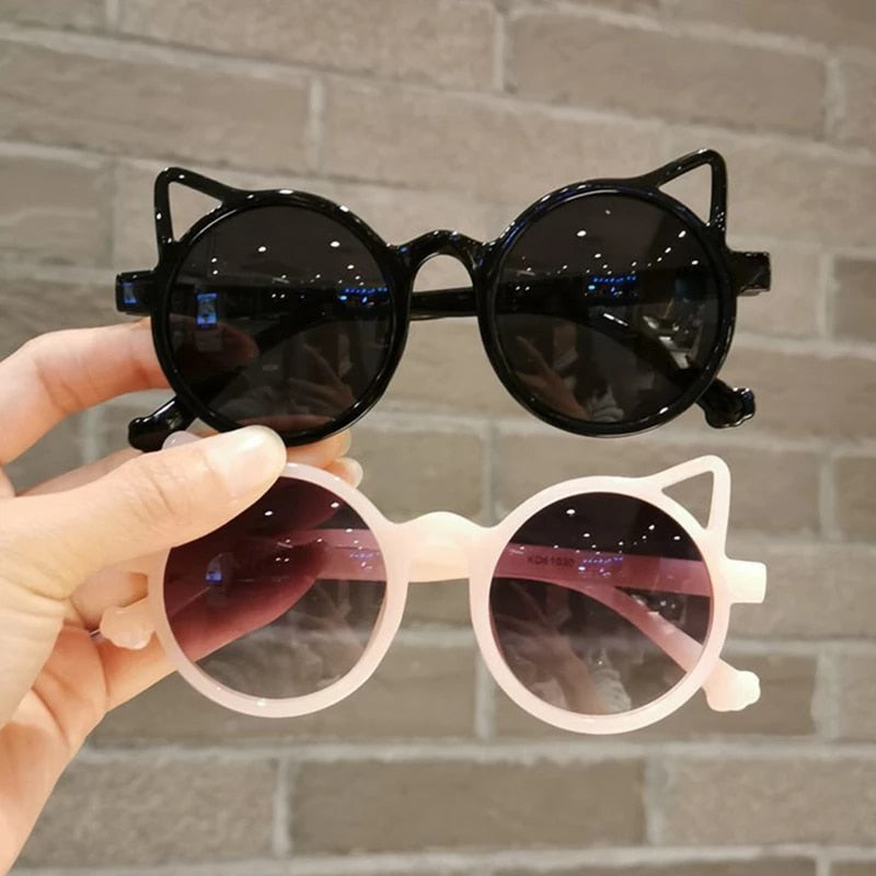 "Meow" Kids Cat Shape Plastic Frame Sunglasses