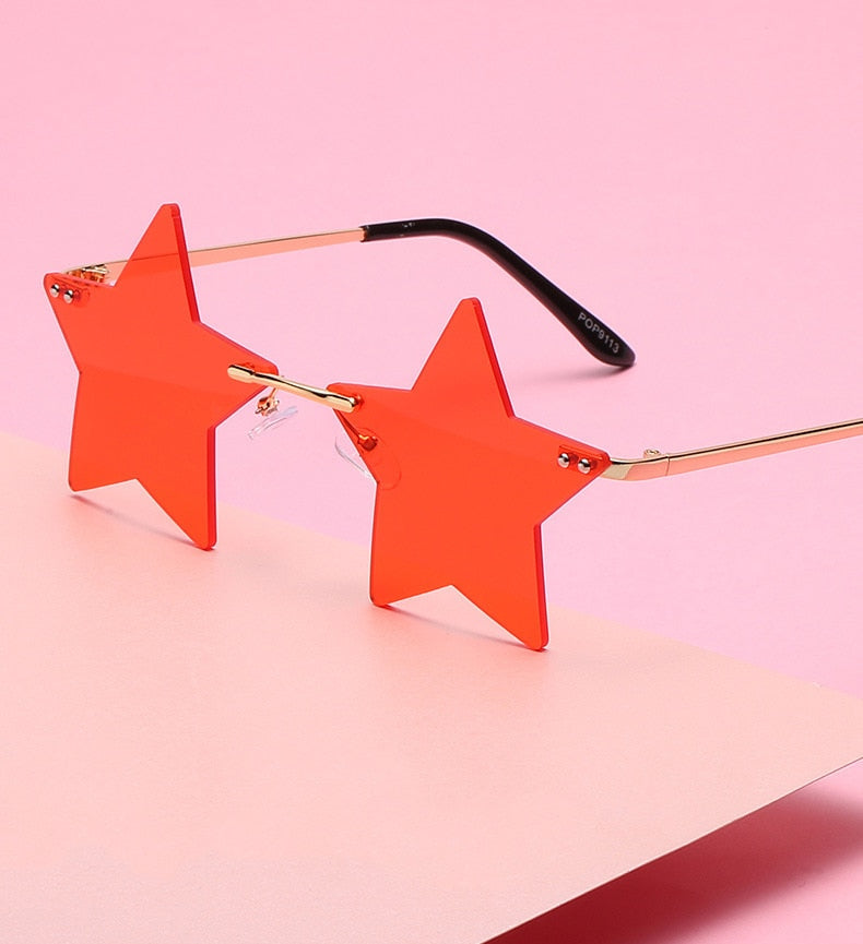 Unique Star Shape Mirror Rimless Sunglasses