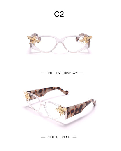 Cat Eye Luxury Bee Plastic Frame Sunglasses