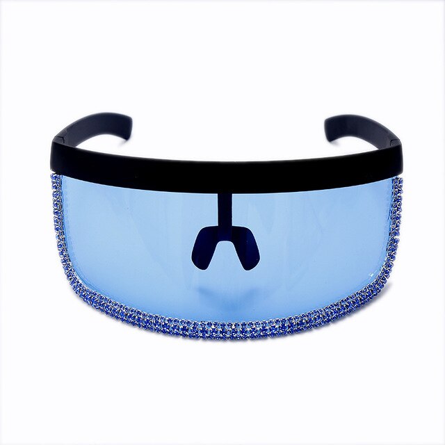 Rhinestone Trim Visor Shield Sunglasses