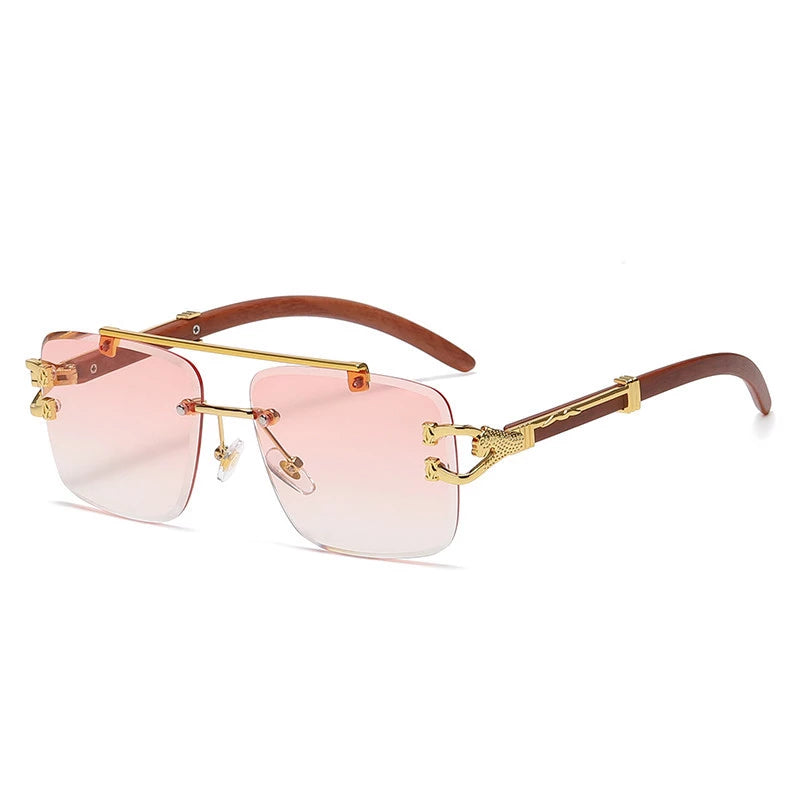 Stardom Square Rimless Wood Sunglasses - Weekend Shade Sunglasses