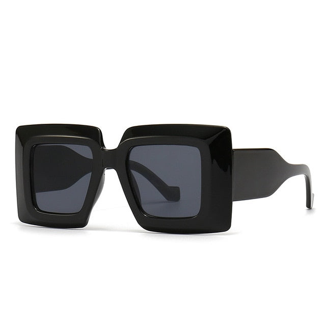 Oversize Stripe Plastic Frame Sunglasses