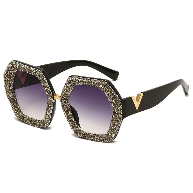"Kendal" Glitter Oversize Round Sunglasses