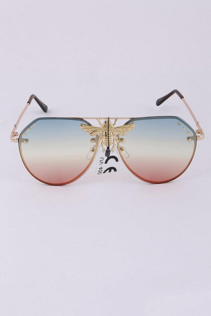 Bee Aviator Metal Sunglasses - Weekend Shade Sunglasses