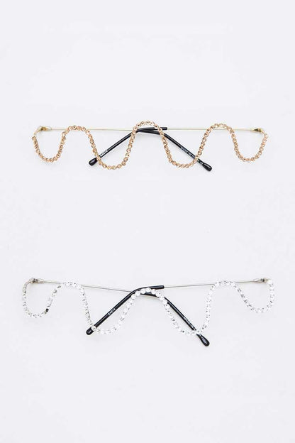 Crystal Pave Wavy Iconic Sunglasses - Weekend Shade Sunglasses