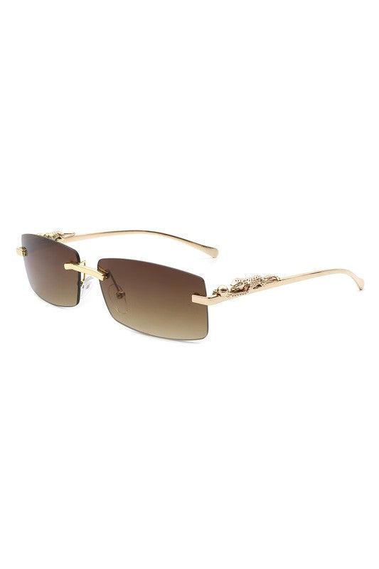 Classic Rimless Rectangle Fashion Sunglasses - Weekend Shade Sunglasses