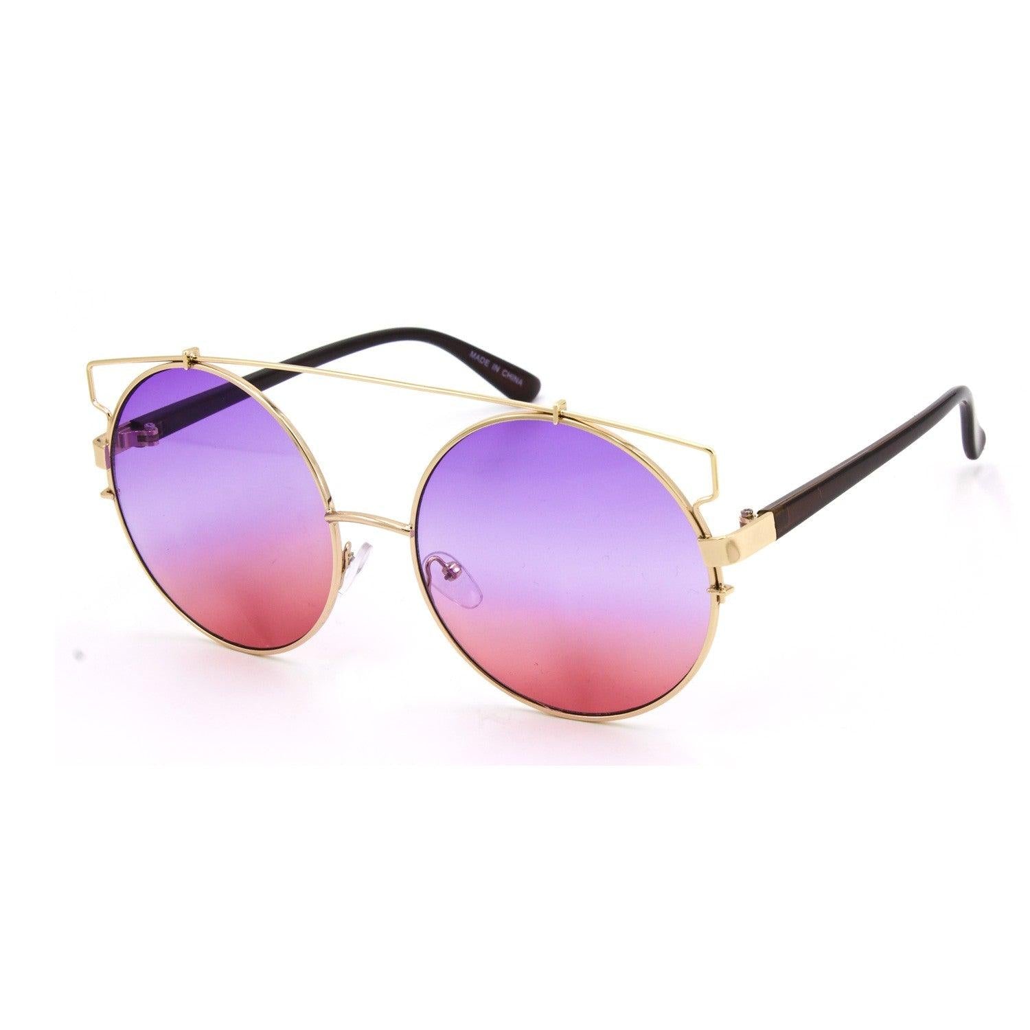 Fashion Round Sunglasses with Metal Bar - Weekend Shade Sunglasses